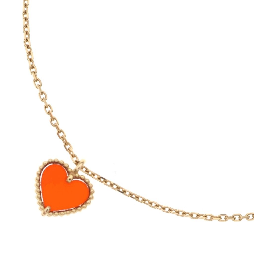 Van Cleef & Arpels Wi Heart Nerian Pendant Chain Pink Gold