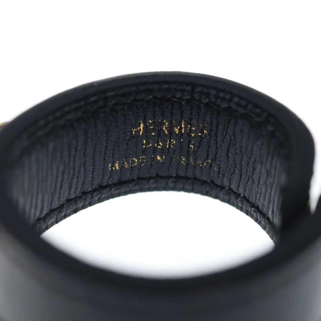 Hermes Leather Chain Glove Holder Black Gold Gloves — view 5