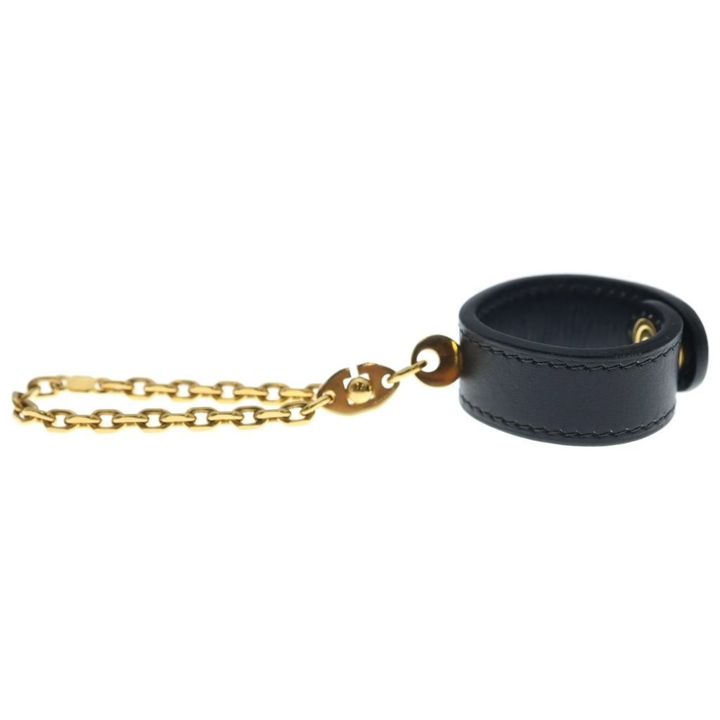 Hermes Leather Chain Glove Holder Black Gold Gloves — view 4