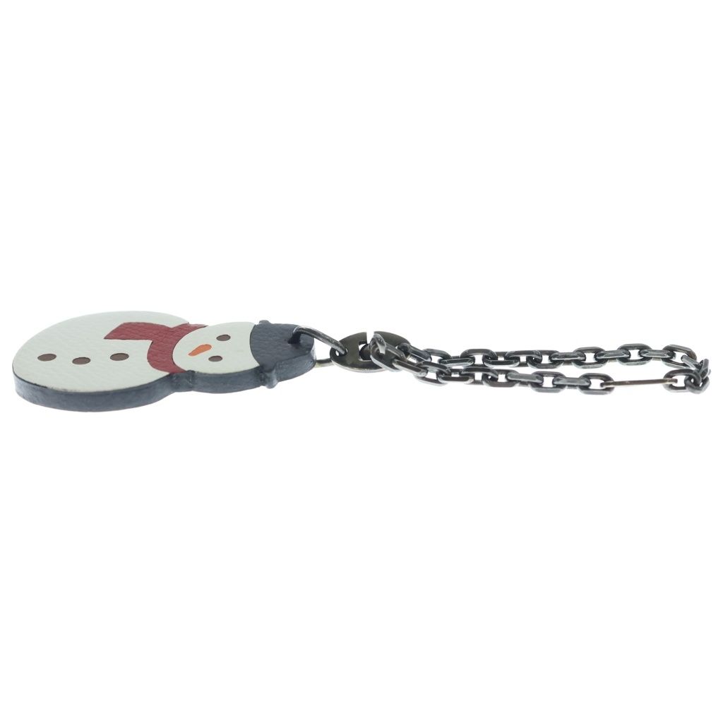 Hermes Snow Man Snowman Epsom Leather Charm White Keychain — view 3