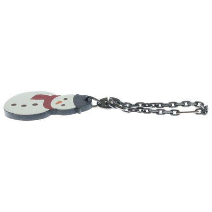 Hermes Snow Man Snowman Epsom Leather Charm White Keychain — view 3