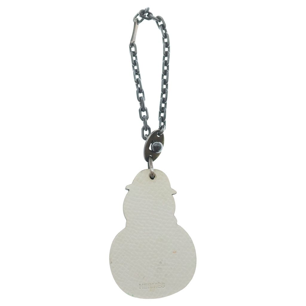 Hermes Snow Man Snowman Epsom Leather Charm White Keychain — view 2