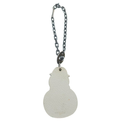 Hermes Snow Man Snowman Epsom Leather Charm White Keychain — view 2