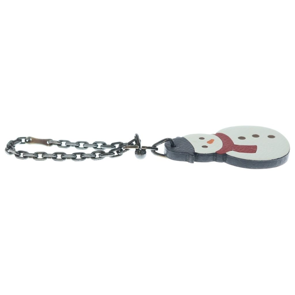Hermes Snow Man Snowman Epsom Leather Charm White Keychain — view 4