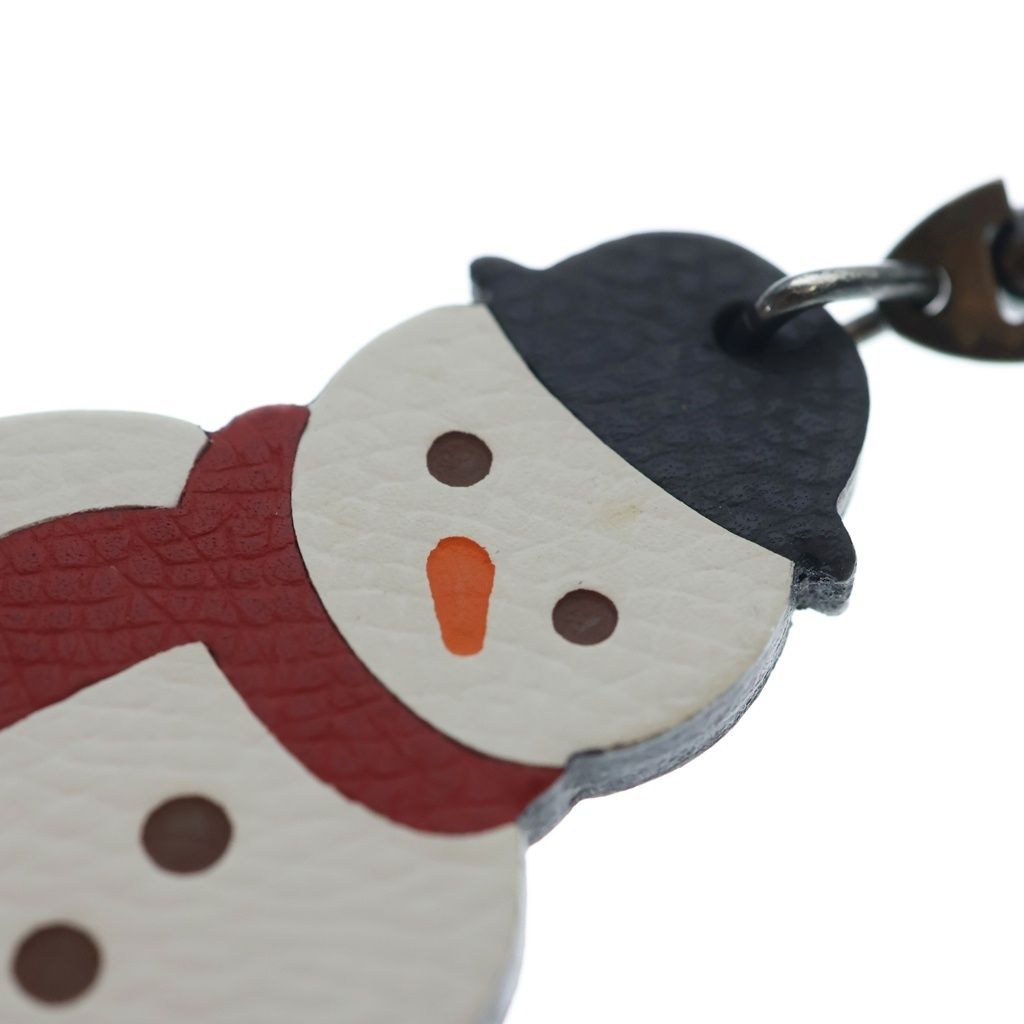 Hermes Snow Man Snowman Epsom Leather Charm White Keychain — view 5