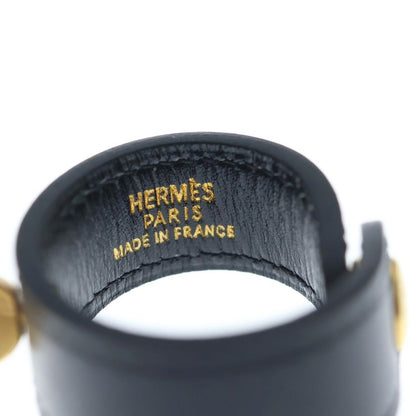 Hermes Leather Chain Glove Holder Black Gold Gloves — view 5