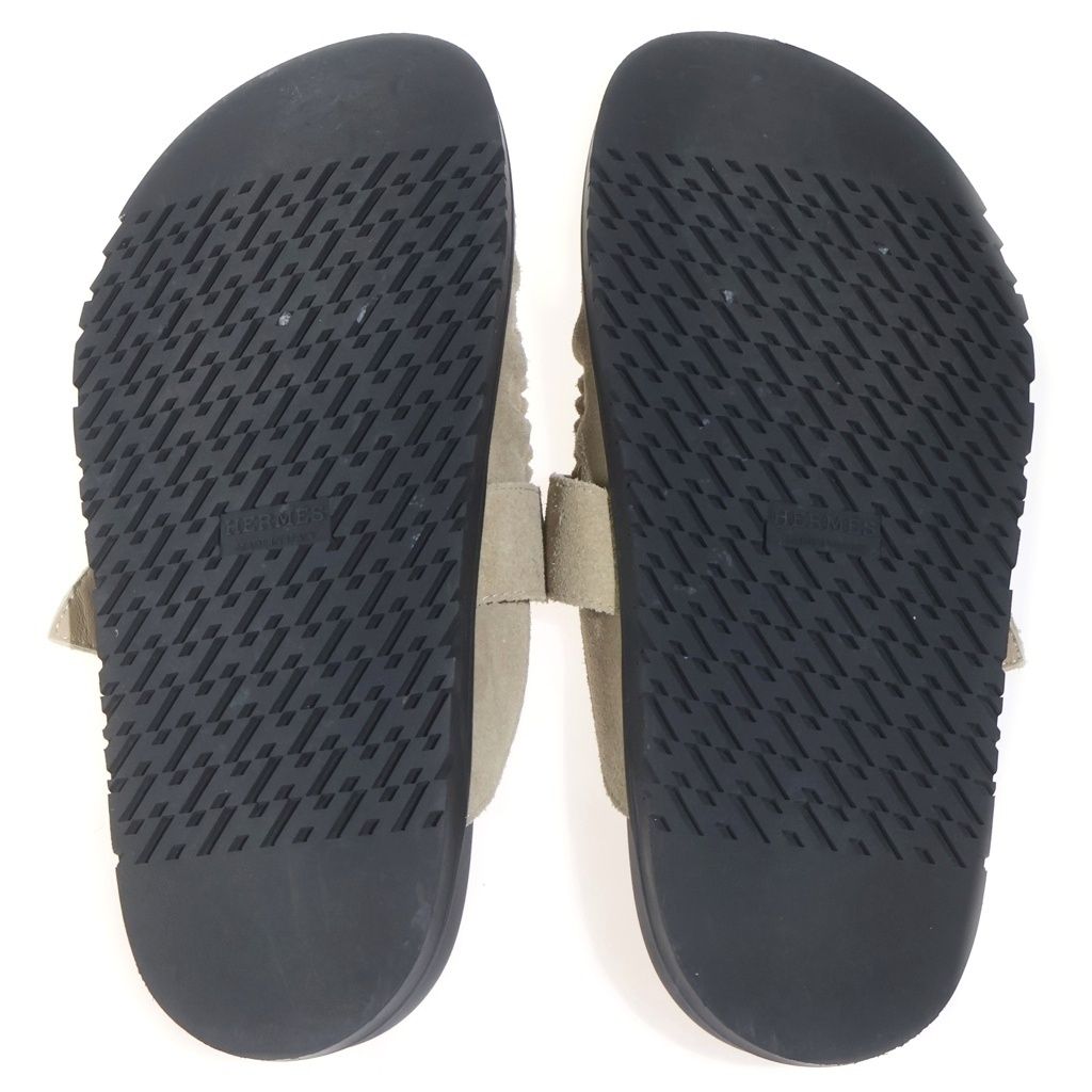 Hermes Vo Velour Leather Sandals Beige — view 5