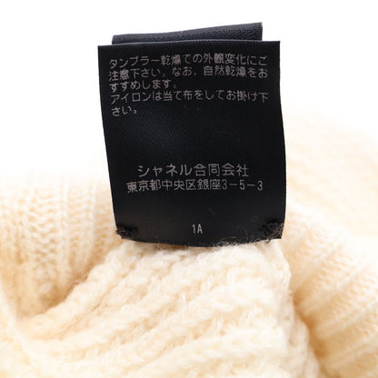 Chanel Logo Motif Cashmere Knit Cap Hat White — view 8