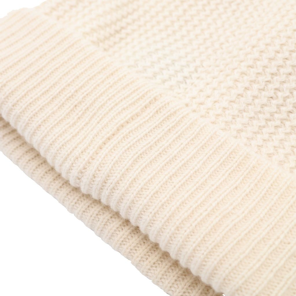 Chanel Logo Motif Cashmere Knit Cap Hat White — view 6