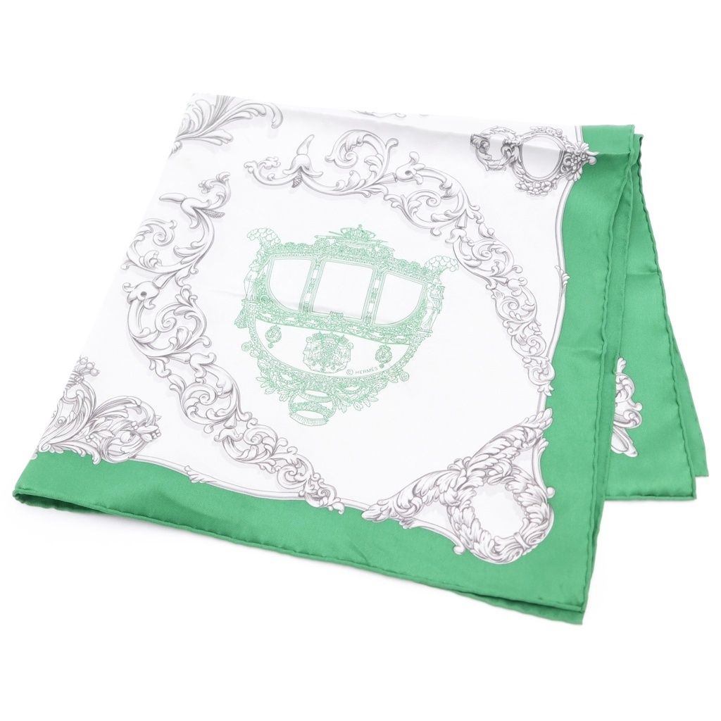 Hermes Carre 70 All Over Patternprint Silk Scarf Green