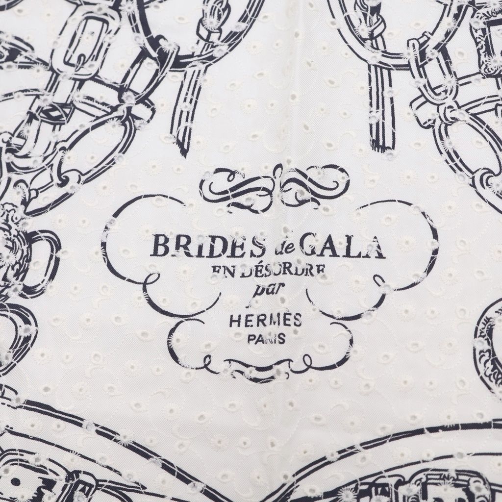 Hermes Carre 70 Brid Shu Silk Scarf White — view 3