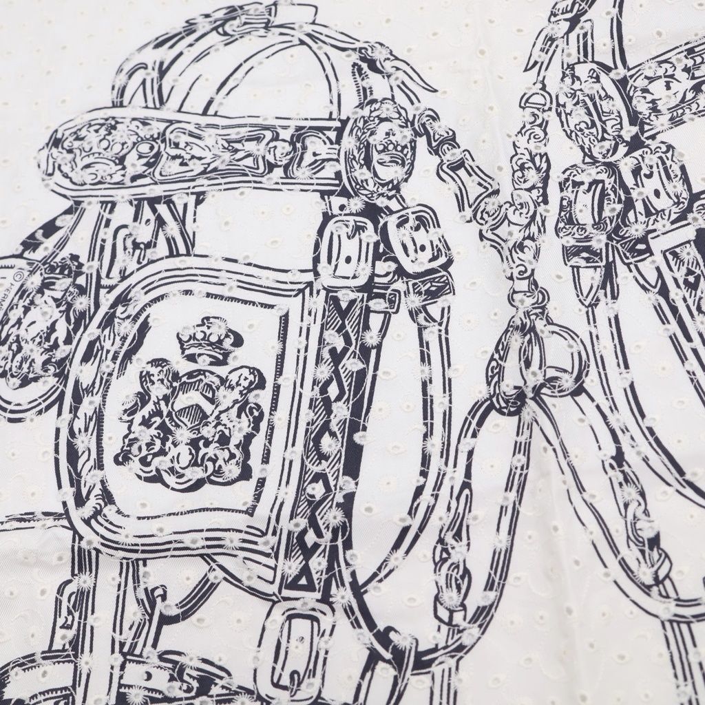 Hermes Carre 70 Brid Shu Silk Scarf White — view 4