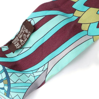 Hermes Les Flots du Cheval Twilly Scarf Green Multicolor — view 4