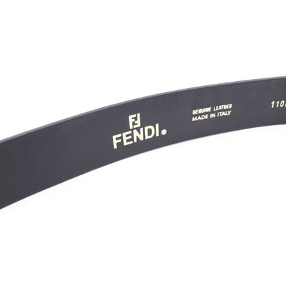 Fendi FF Logo Leather Belt Silver Buckle Black — view 5