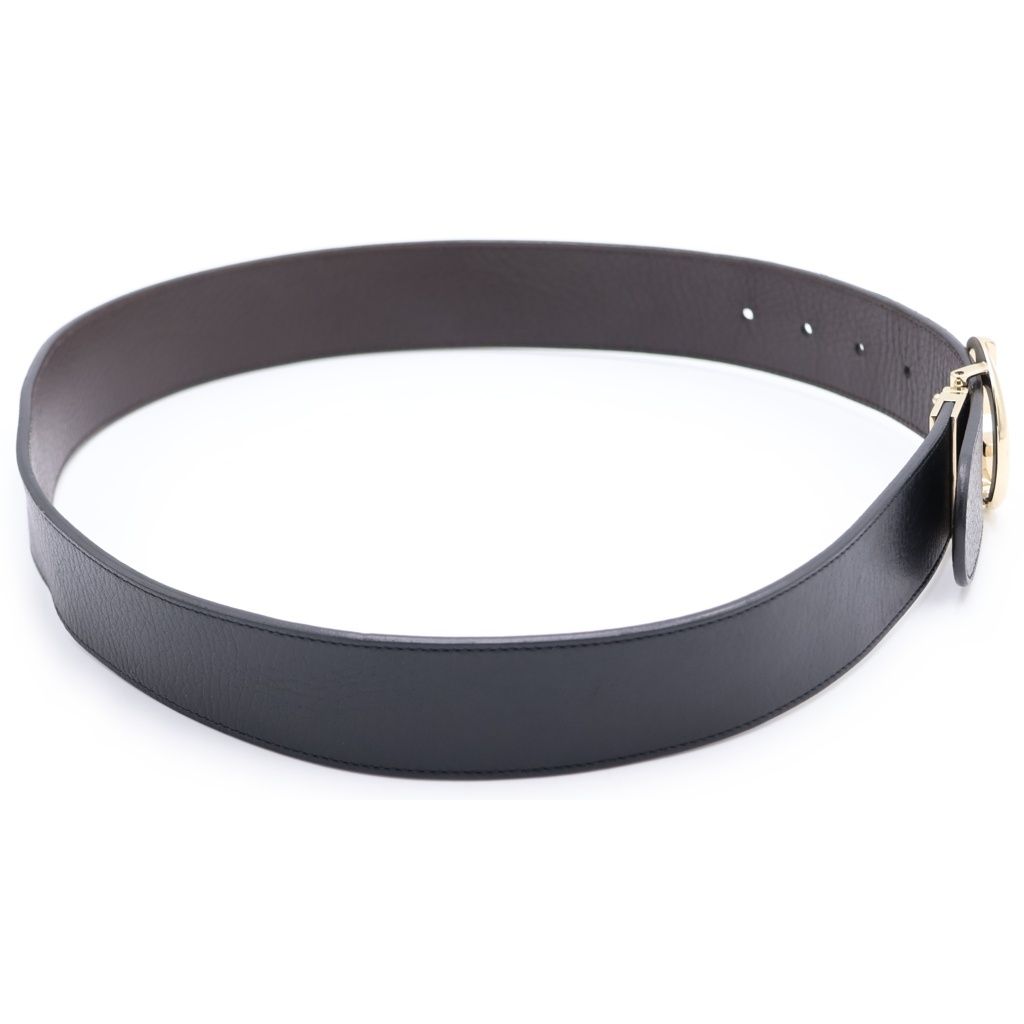 Gucci GG Buckle Riba Bull Leather Belt Black Brown — view 3