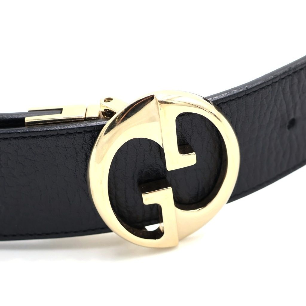 Gucci GG Buckle Riba Bull Leather Belt Black Brown — view 4