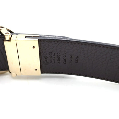 Gucci GG Buckle Riba Bull Leather Belt Black Brown — view 5