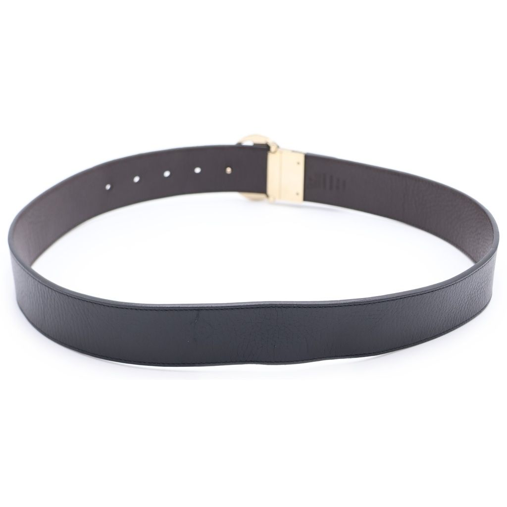Gucci GG Buckle Riba Bull Leather Belt Black Brown — view 2