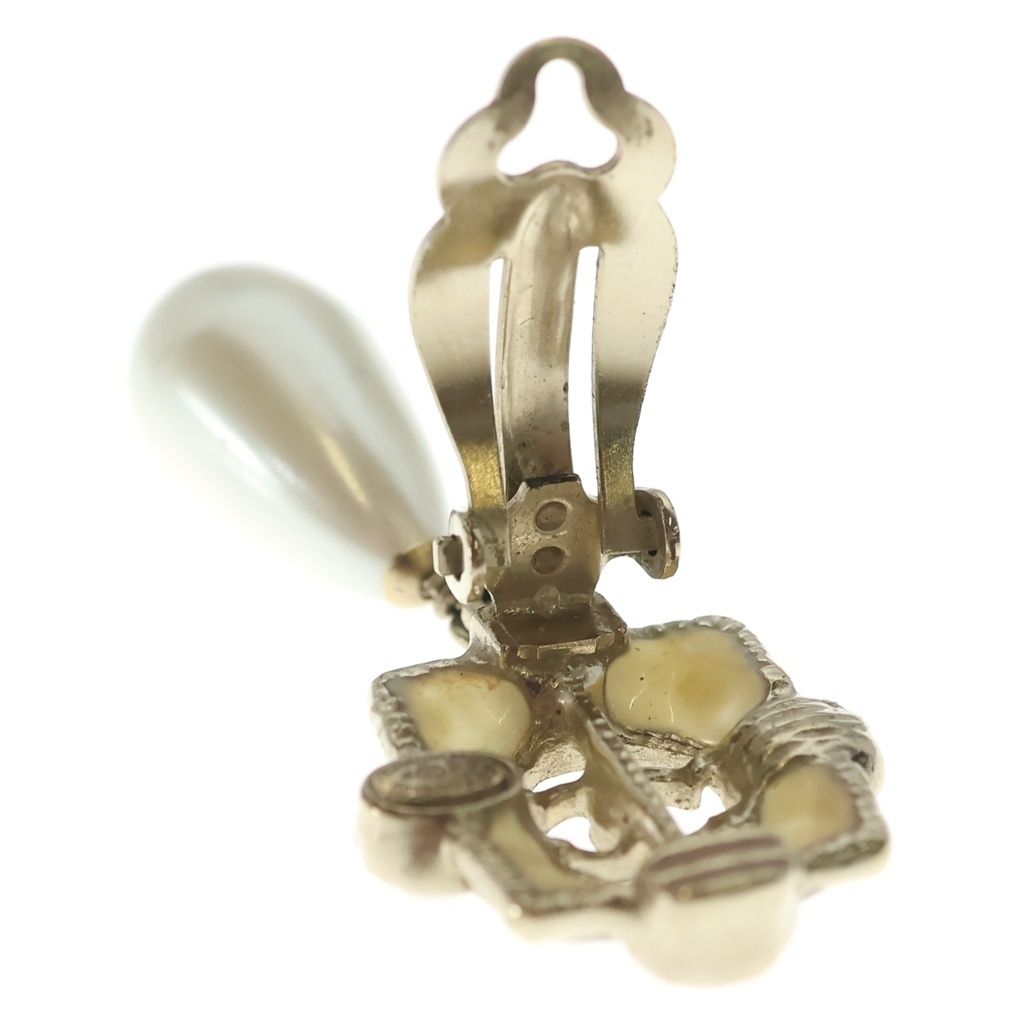 Chanel CC Logo Faux Pearl Drop Earrings Gold — view 5