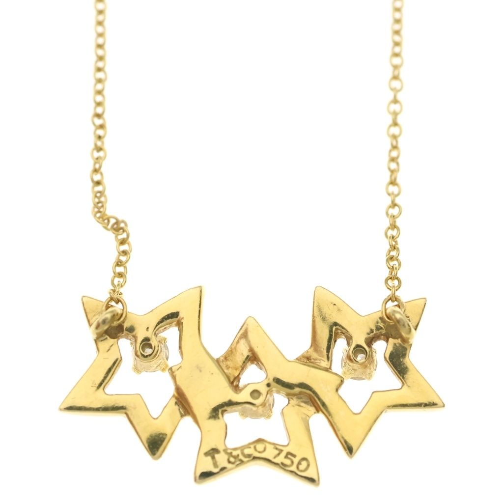 Tiffany & Co Triplestar Diamond 18K Yellow Gold Necklace — view 5
