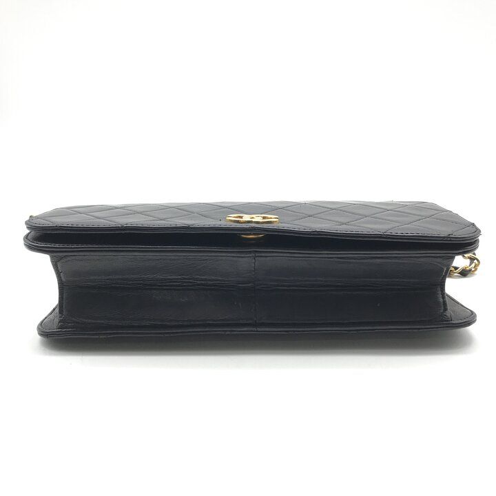 Chanel CC Logo Quilted Leather Push Lock Chain Shoulder Bag Black — view 4