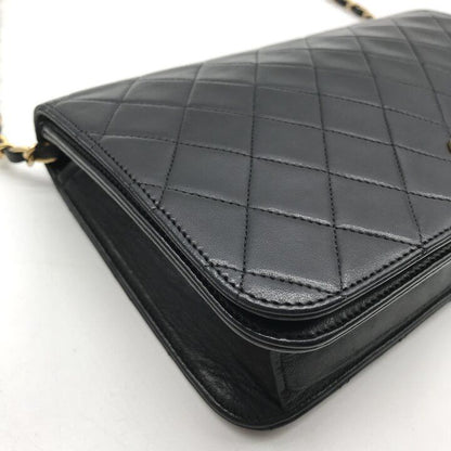 Chanel CC Logo Quilted Leather Push Lock Chain Shoulder Bag Black — view 6