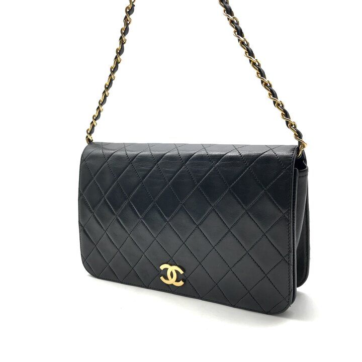 Chanel CC Logo Quilted Leather Push Lock Chain Shoulder Bag Black — view 2