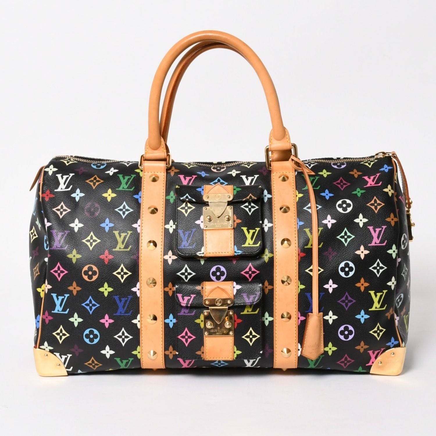 Louis Vuitton Takashi Murakami Monogram Multicolor Keepall 45 Boston Bag Noir