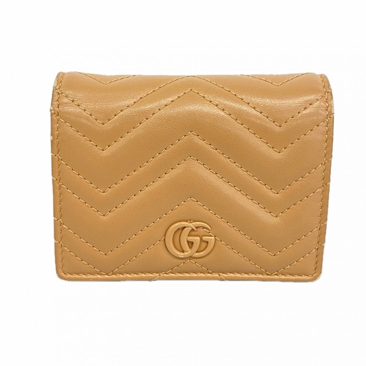 Gucci Wallet GG Marmont Leather Brown Silver