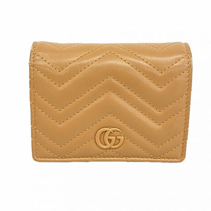 Gucci Wallet GG Marmont Leather Brown Silver