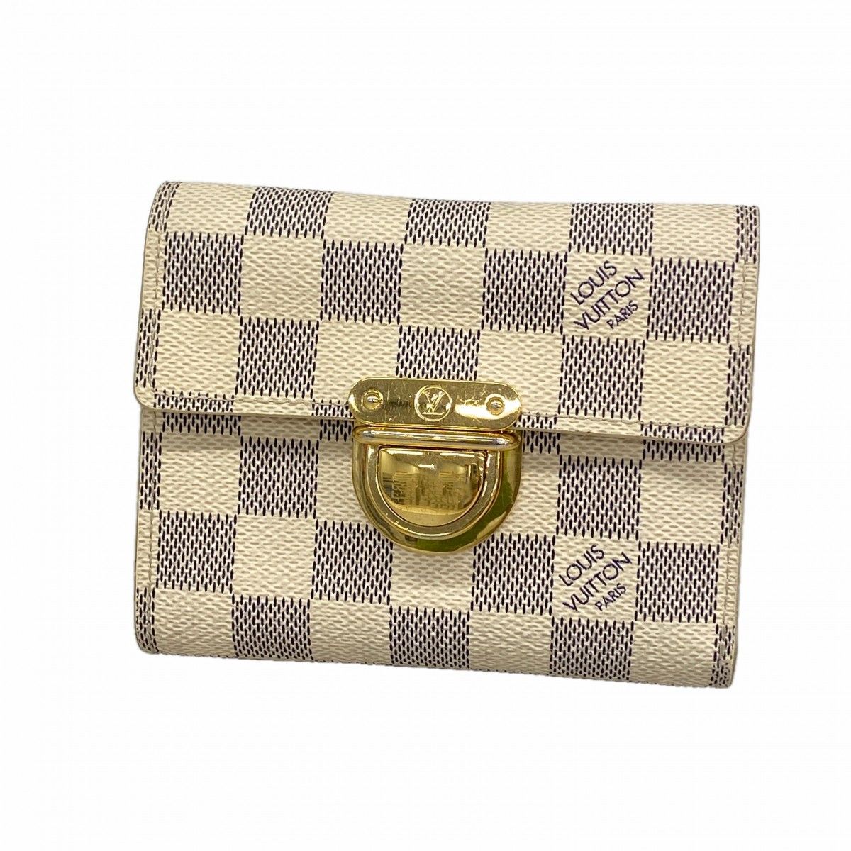 Louis Vuitton Trifold Wallet Damier Azur Portefeuille Koala White