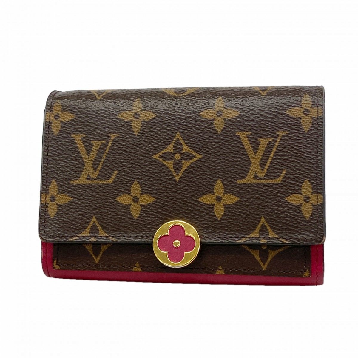 Louis Vuitton Wallet Monogram Portefeuille Floral Compact Fuchsia