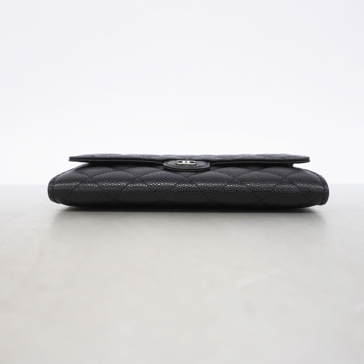 Chanel Wallet Quilted Caviar Leather Black Silver — view 2