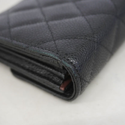 Chanel Wallet Quilted Caviar Leather Black Silver — view 5