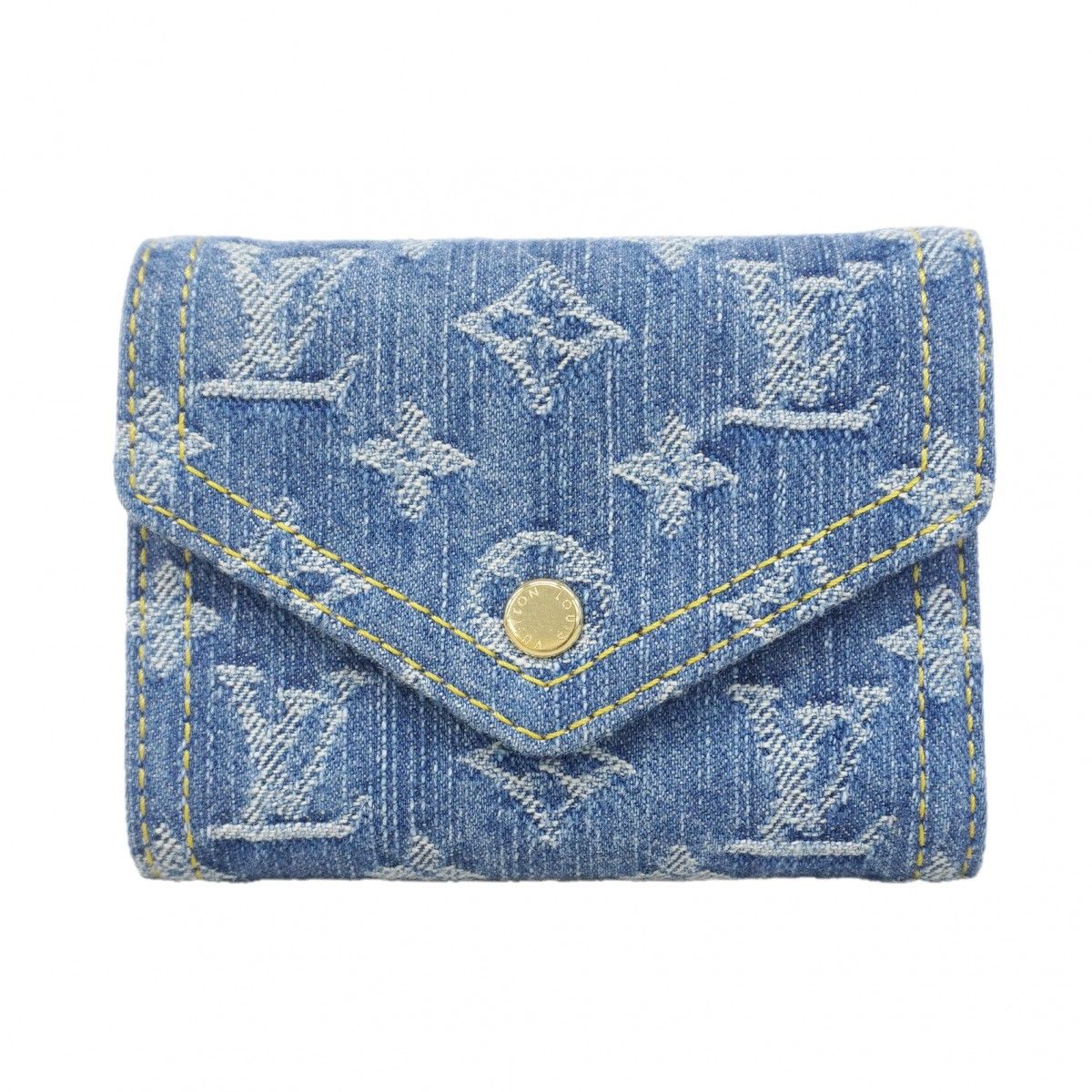 Louis Vuitton Trifold Wallet Monogram Denim Portefeuille Victorine Blue