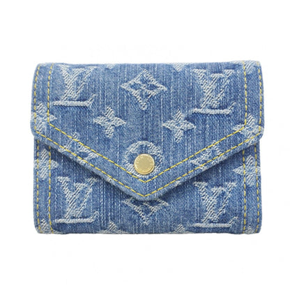 Louis Vuitton Trifold Wallet Monogram Denim Portefeuille Victorine Blue