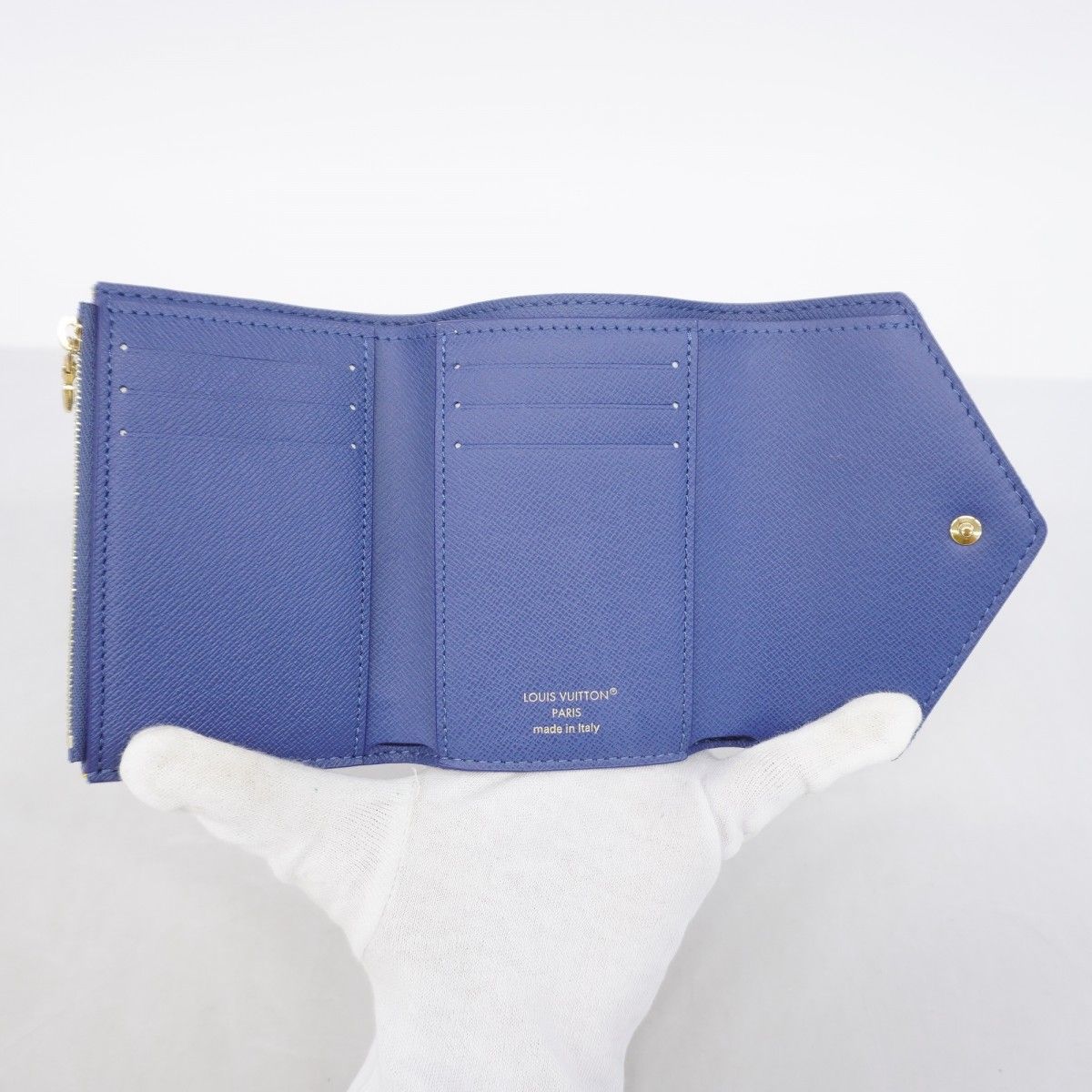 Louis Vuitton Trifold Wallet Monogram Denim Portefeuille Victorine Blue — view 3