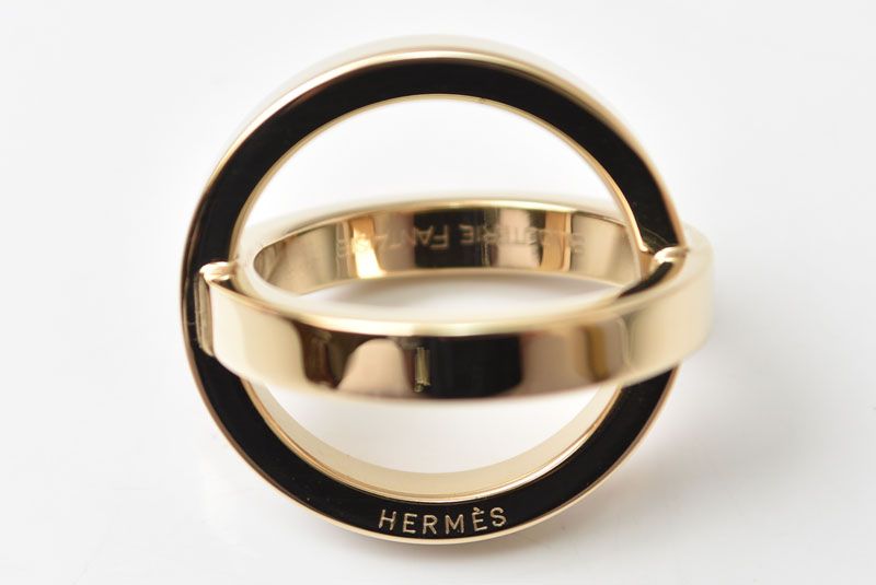 Hermes Scarf Ring Cosmos Bijouterie Fantaisie Gold Metal