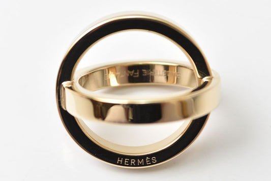Hermes Scarf Ring Cosmos Bijouterie Fantaisie Gold Metal