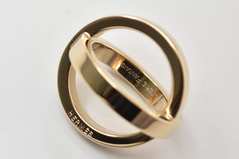 Hermes Scarf Ring Cosmos Bijouterie Fantaisie Gold Metal — view 2