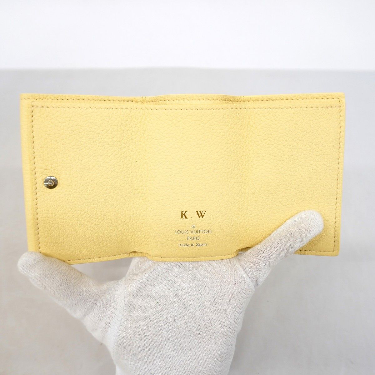 Louis Vuitton Trifold Wallet Taurillon Portefeuille Lock Mini Yellow — view 3