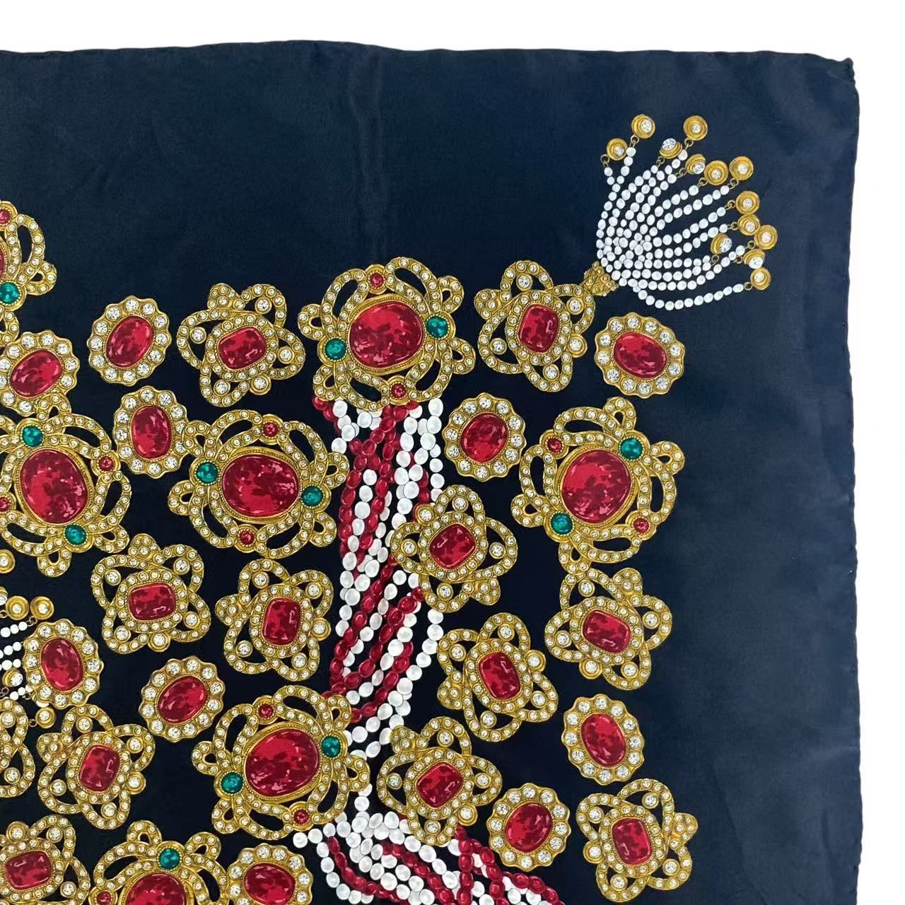 Chanel Scarf Silk Pattern Black Multicolor — view 3