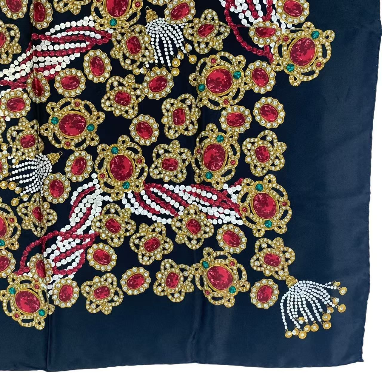 Chanel Scarf Silk Pattern Black Multicolor — view 5