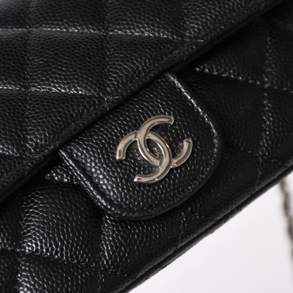 Chanel Classic Eyewear Case CC Logo Caviar Leather Black Silver — view 7