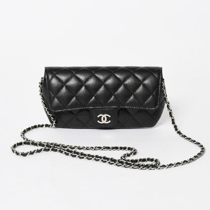 Chanel Classic Eyewear Case CC Logo Caviar Leather Black Silver — view 2