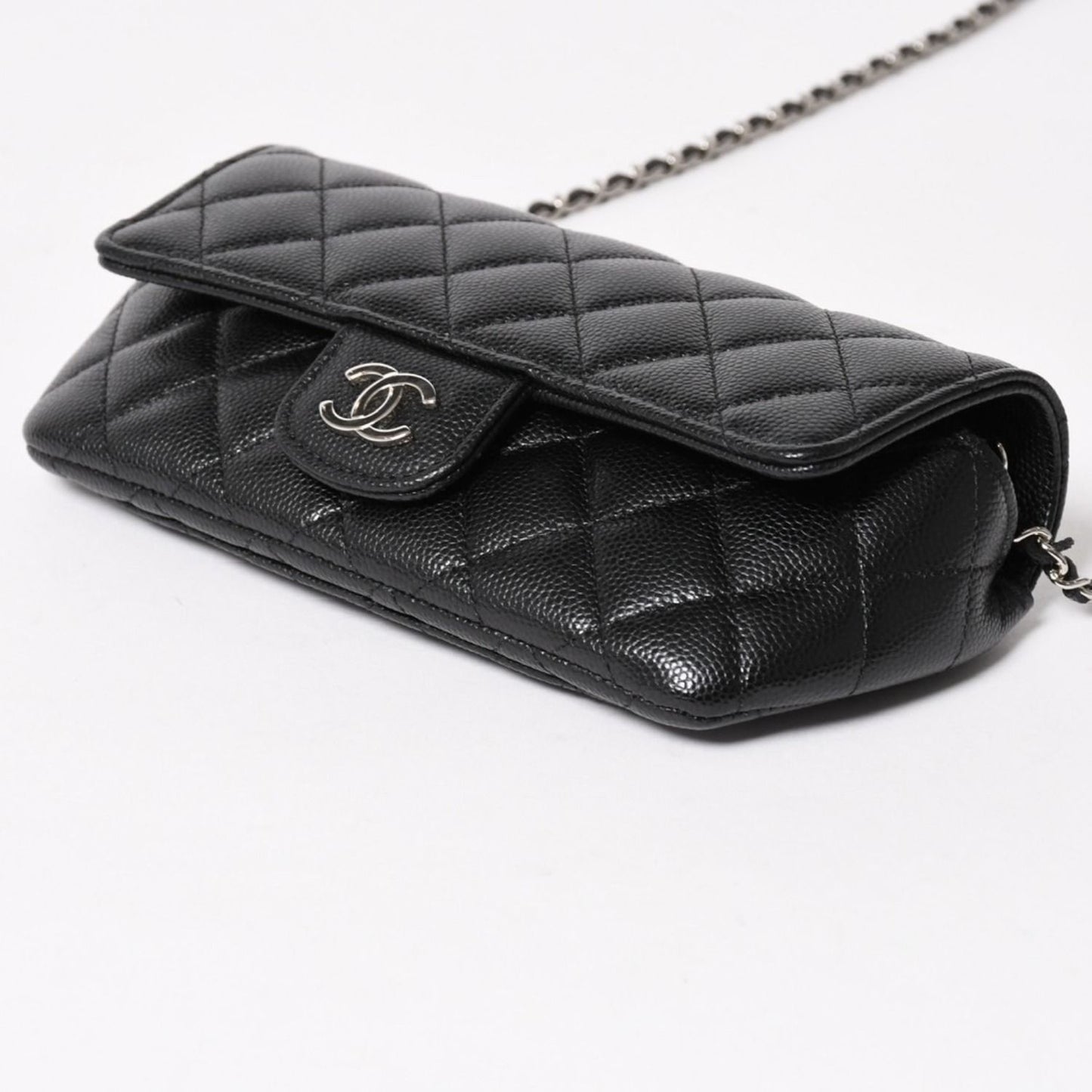Chanel Classic Eyewear Case CC Logo Caviar Leather Black Silver — view 8