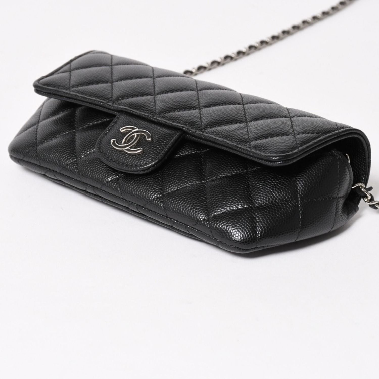 Chanel Classic Eyewear Case CC Logo Caviar Leather Black Silver — view 8