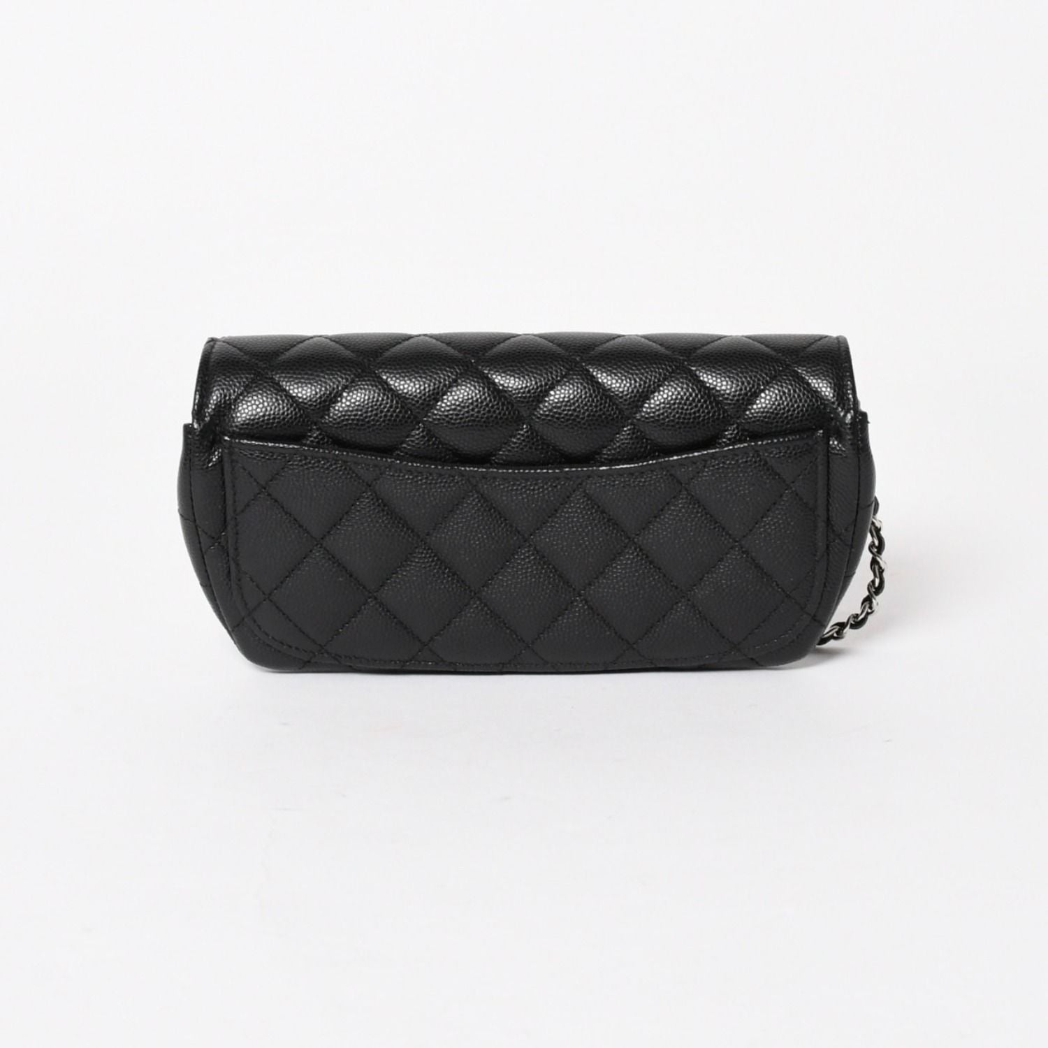 Chanel Classic Eyewear Case CC Logo Caviar Leather Black Silver — view 3