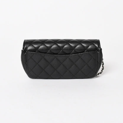 Chanel Classic Eyewear Case CC Logo Caviar Leather Black Silver — view 3