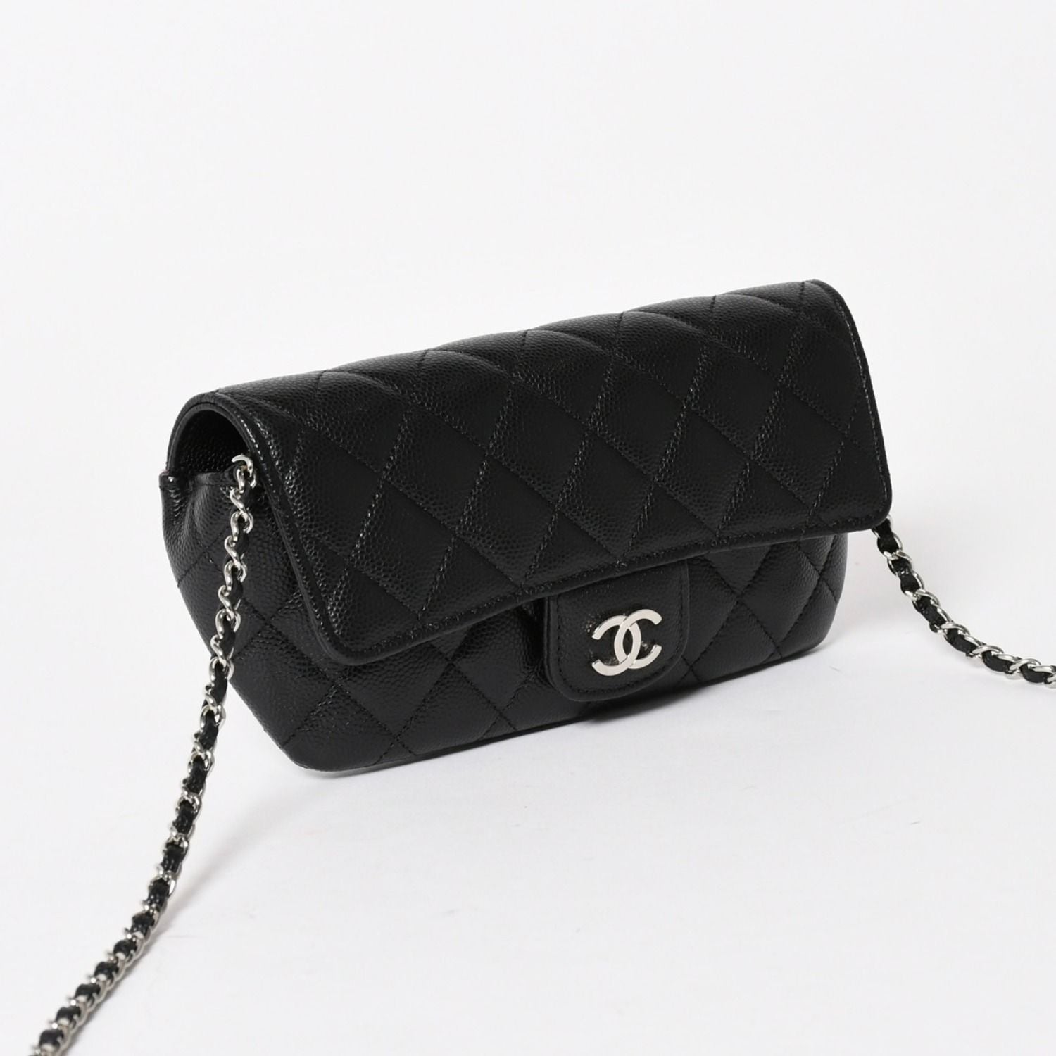 Chanel Classic Eyewear Case CC Logo Caviar Leather Black Silver — view 4